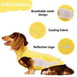 WienieDay Dachshund Dog Cooling Vest, Breathable Summer Dog Cooling & Quick-Dry Shirt for Outdoor Activities,Mini Dachshund Lightweight Clothes, Vest Small Dogs (Yellow, L(16-22 lbs))
