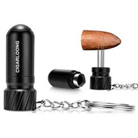 Demcigar Cigar Punch Cutter,Cigar Draw Enhancer 2-in-1 Stainless Steel Cigar Hole Opener,Three Needle Puncher(Black)