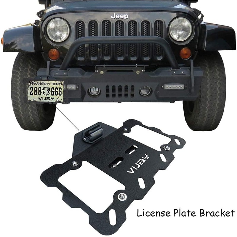 License Plate Frame Mount Compatible with 1987-2018 Jeep Wrangler JK