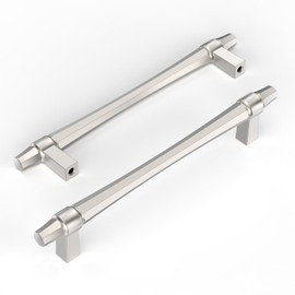 Amerdeco 10 Pack Brushed Satin Nickel Cabinet Pulls 5 Inch(128mm) Hole Center Drawer Pulls Cabinet Hardware Kitchen Cabinet Handles for Bathroom ZH0074