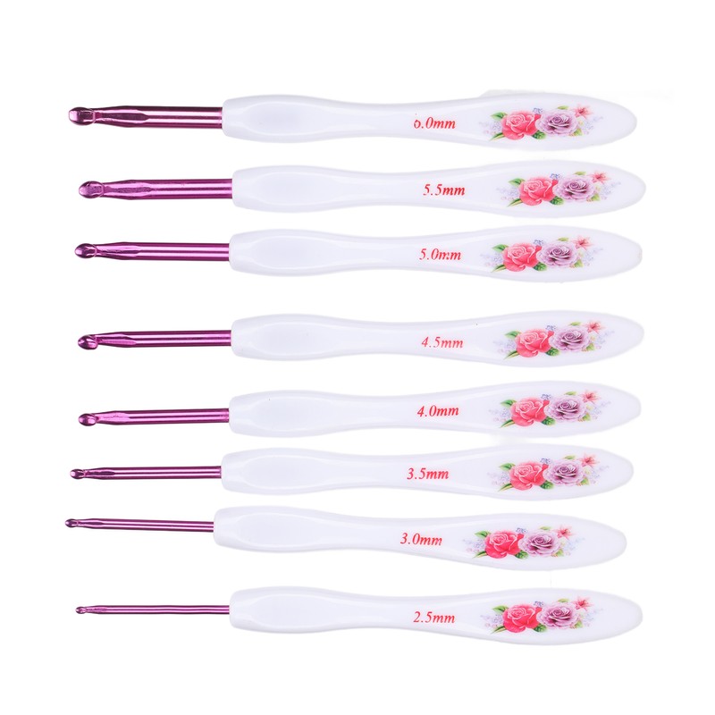 8pcs Crochet Hooks Curved Soft Handle Comfortable Portable Knitting Tool