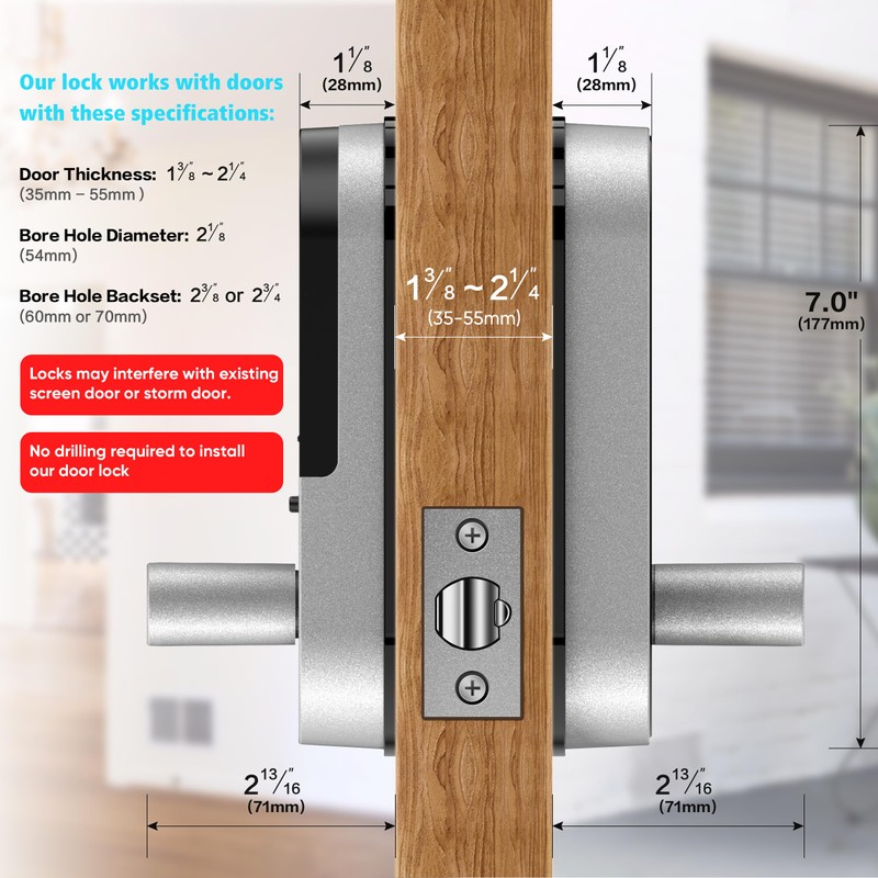Fingerprint Smart Door Lock with Handle & Keypad – No