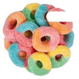 Bayside Candy Sour Neon Gummy Rings – Neon Two-Tone Sour Sugar Coated Fruit-Flavored Gummies (2LB)