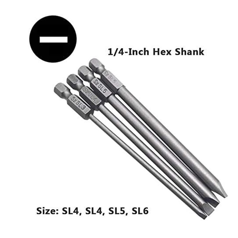 Bestgle 16pcs 1/4" Hex Shank 100mm/4 Inch Long Magnetic Screwdriver