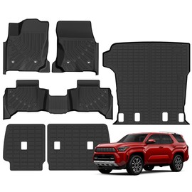 TIEZFUL 6PCS Floor Mats Fit for Toyota 4Runner 2025 2026 5 Seats (Not for Hybrid/EV), All Weather TPE Floor Liner w/Trunk Mat Backrest Mat Cargo Liner Sets Car Mats for 4Runner 2025 Accessories