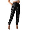 Women's Satin Cargo Joggers Pants Dressy Casual Silky Elastic High