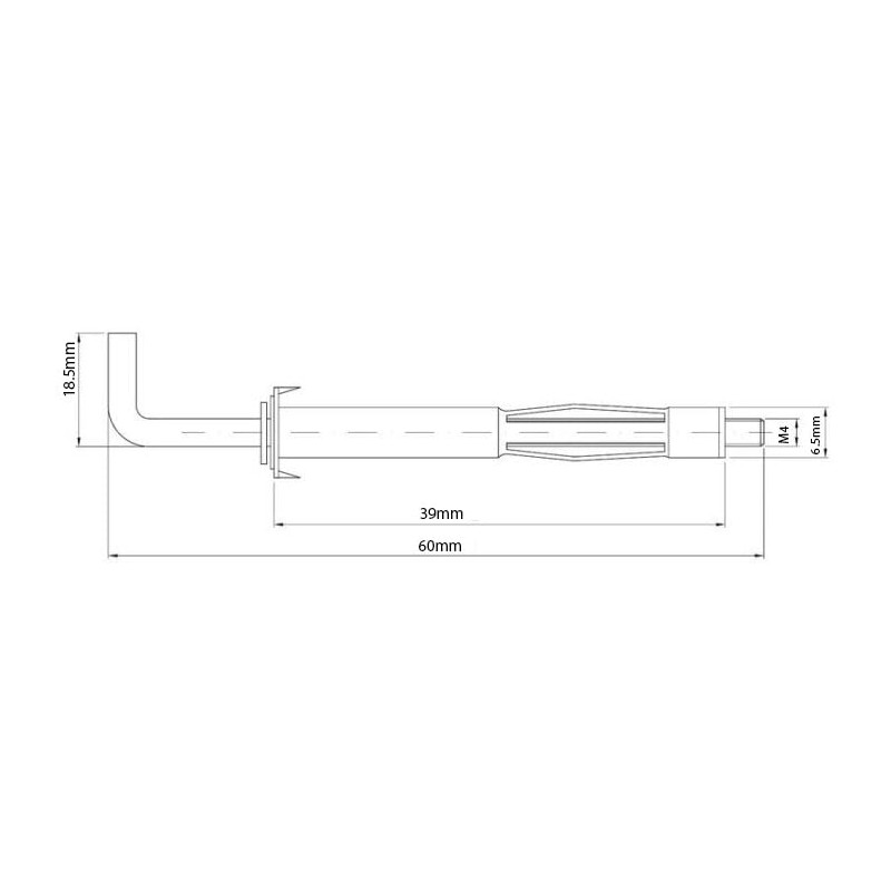 M4 x 38mm L-Hook Plasterboard Hollow Wall Cavity Wall Anchors