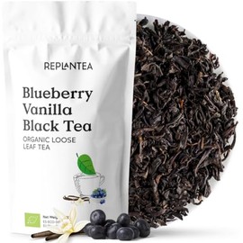 BLACK TEA BLUEBERRY VANILLA Organic 100g (50 Cups) | Bulk Black Tea with hints of Elderberry and Vanilla REPLANTEA