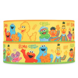2 Metres x 22mm Sesame Street Ribbon Grosgrain Ribbon Ideal for Hair Bows Gift Wrapping Party Decorations