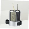 jojofuny Multifunctional Pen Organizer with Digital Clock Steel Wire Mesh