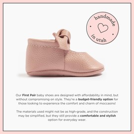 Freshly Picked First Pair Knotted Bow Newborn Shoes - Leather Baby Moccasins - Girl/Infant (Tutu Pink, 0)