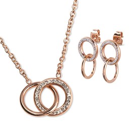 LuckyLy Set Juego de Joyería para Mujer con Zirconia Cúbica, Aretes y Collar de Acero Inoxidable con Baño de Oro Rosa 18k – Regalo Mujer Cumpleaños y Regalos Mujer Originales, Modelo Amy