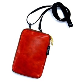 Agility affa "Park Pochette" Smartphone Shoulder Bag, Men's, Smartphone Shoulder Pouch, Mini Shoulder, Genuine Leather, Leather, red