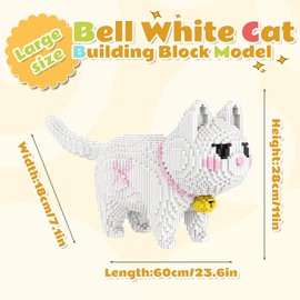 LQPFBSM White Cat Micro Building Blocks Set Laegr Lovely Animal Model Kits Toys Gift for Adult and Kids 5760 Pieces