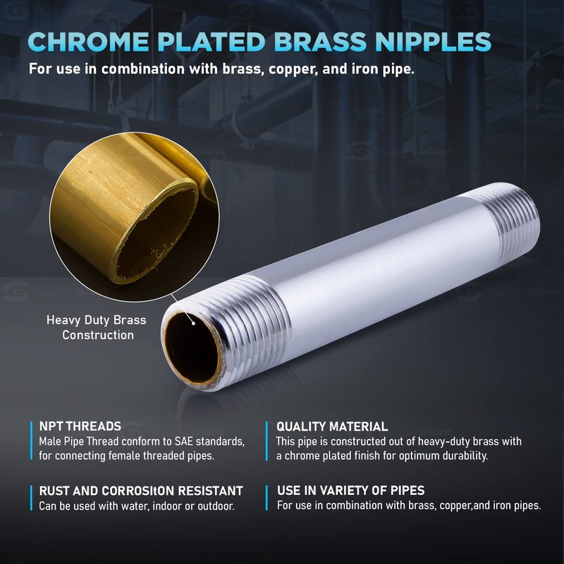 Supply Giant OQDI5672 3/4 Inch x 5 Inch Pipe Nipple,
