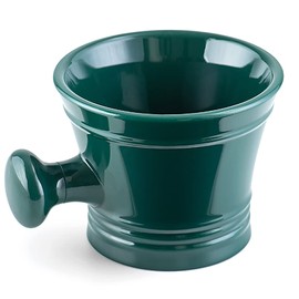 Linkidea Acrylic Shaving Cup with Knob Handle, Deep Size, Wet Shaving Cup, Shaving Soap and Cream Bowl for Men, Green