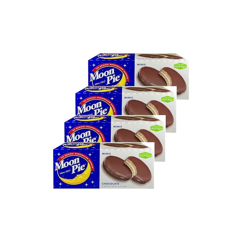 MoonPie Mini Chocolate Marshmallow Sandwich, 4 Pack, 48 Total Moonpies
