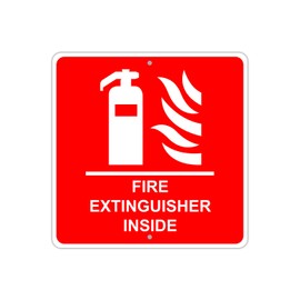 Fire Extinguisher Inside Caution Aluminum Metal 12x12 Sign