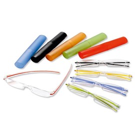 PUREgrey Randlose Lesebrille/Brille mit Etui in orange +2,5 Dioptrien