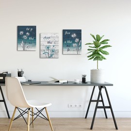 Nachic Wall Turquoise Bathroom Decor Dandelion Inspirational Quotes Wall Art Accept Let Go Have Faith Positive Signs Picture Prints