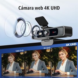 Angetube Cámara web de gran angular 4K para PC – FOV de 120°, enfoque automático PDAF, 2 micrófonos con cancelación de ruido, 1080P@60FPS, corrección 