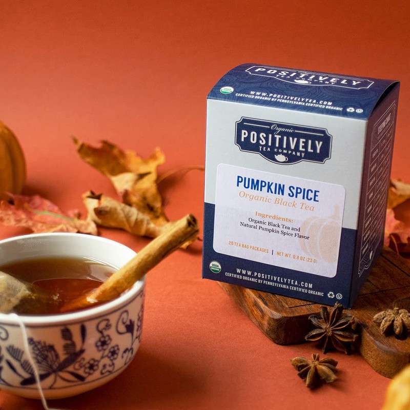 Organic Positively Tea Company, Pumpkin Spice Black Tea Bags, 20