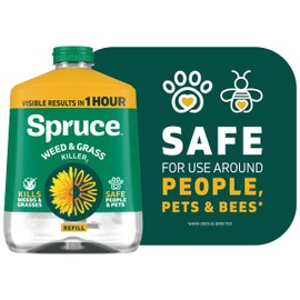 Spruce Weed Killer Refill - Versatile Weed & Grass Killer₂ for Flower Beds, Driveways & Mulch Beds - No Pour, No Mix, No Mess Refill - Kills Dandelions, Crabgrass & More (64 Oz)