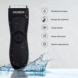 VIGOREM Light Rasuradora para hombre corporal y zonas íntimas,Impermeable grado IPX-6,cuchillas de cerámica anticorte diseño compacto ideal para viajar y llevar a todos lados
