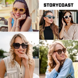 STORYCOAST Chunky Oversized Square Sunglasses for Women UV400 - Vintage Retro Luxury Designer Shades|Big Sunglasses for Outdoor & Fashion (S2151)
