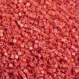 Miyuki - abalorio cuadradas y cúbicas de 1,8 mm color rojo vermón opaco AB mate APX frasco de 20 gramos