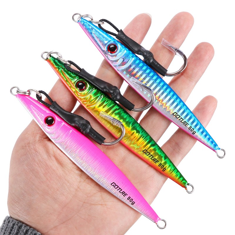 Goture Metal Jig Set 80g Long Jigs Fishing Lures Slow