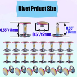 Mixed Color Tubular Double Cap Rivets - 12mm Metal Button Round Rapid Rivet Rivet Studs for Purse Handbags Shoes Belts Leather Craft(12mm Each Color 20pcs)