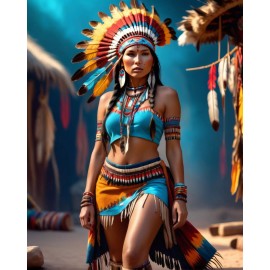 GORGEOUS YOUNG NATIVE AMERICAN LADY TRADITIONAL CLOTHING 8X10 FANTASY PHOTO