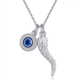 URONE Italian Horn Necklace For Women 925 Sterling Silver Evil Eye Italian Horn Pendant Cornicello Necklace Jewelry