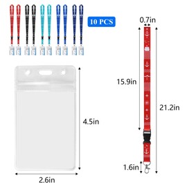 10 Pack Cruise Lanyard Durable Lanyard with Waterproof ID Badge Holder for School, Travel, Cruise Lanyards for Cruise Ship Cards