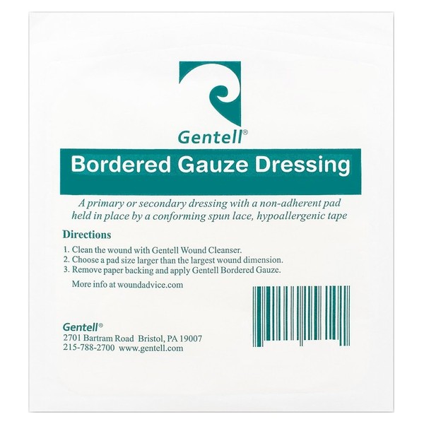 Gentell Bordered Gauze Dressings, 4x4 Inch (1 Pack of 20)