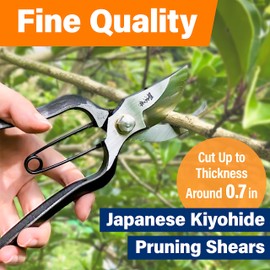 YAMASAN KYOTO UJI Japanese Kiyohide Pruning Shears - Professional Garden Shears, Bypass Pruners, Traditional Japanese Gardening Tools, Made in Japan, 7.8inch
