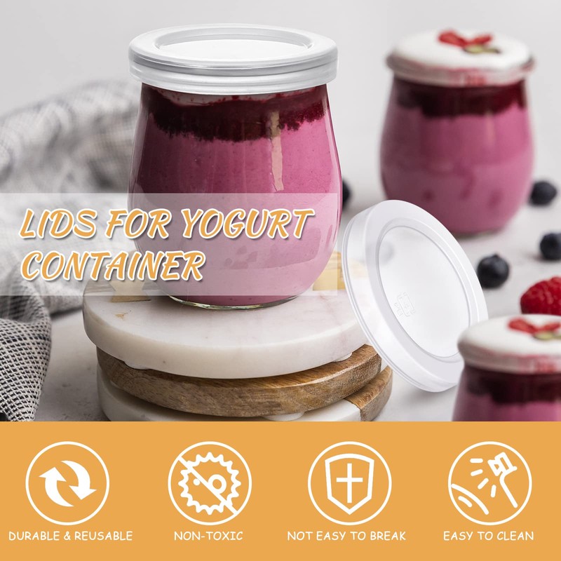 Hoolerry 10 Pcs Yogurt Jar Lids Set 2.64 Inch Clear