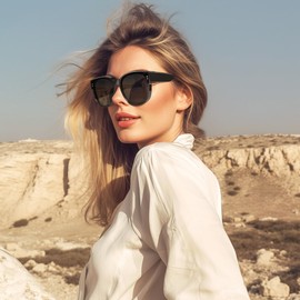 TINHAO Women's Sunglasses, Polarized UV400, Over Glasses, Ultra Lightweight, Golf, Fishing, Driving, Stylish, Black