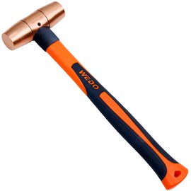 WEDO Copper Sledge Hammer 1lb,Solid Copper Mallet Hammer,Fiberglass Handle,Length 300mm,Die-Forged, Corrosion Resistant, DIN Standard