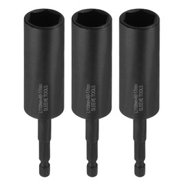 HARFINGTON 3pcs Nut Driver Drill Bit 17mm Metric Deep Socket 1/4" Hex Shank 4.3" (110mm) Extra Long 6-Point Sockets Quick Change CR-V Steel Bolt Setters for Power Drill Drivers