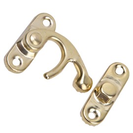 Antique Latch Hook Hasp, 30Pcs Right and Left Iron Latch Hook with 120Pcs Screws for Wood Jewelry Box Decoration 1.3 x 1.1in(Yellow Right Latch Hook Hasp)