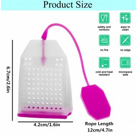 Dwwffer 4 Pack Silicone Tea Infusers,Loose Leaf Tea Filter Bags Strainer with Long Rope,Reusable Tea Bags for Tea Cups, Mugs and Teapots-4 Colors