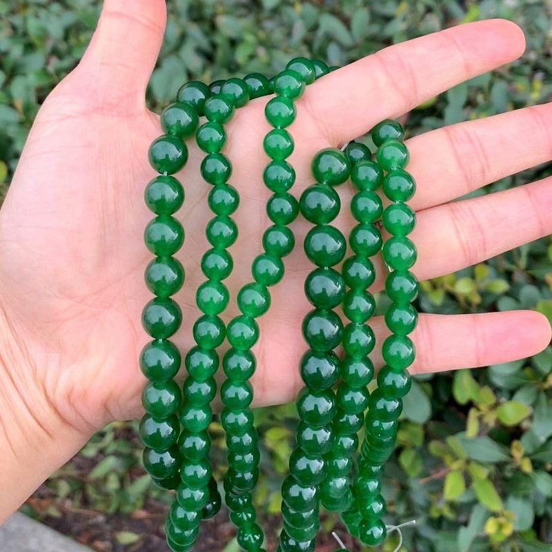 1 Strand Natural Green Jade Gemstone Loose Round Beads 6mm