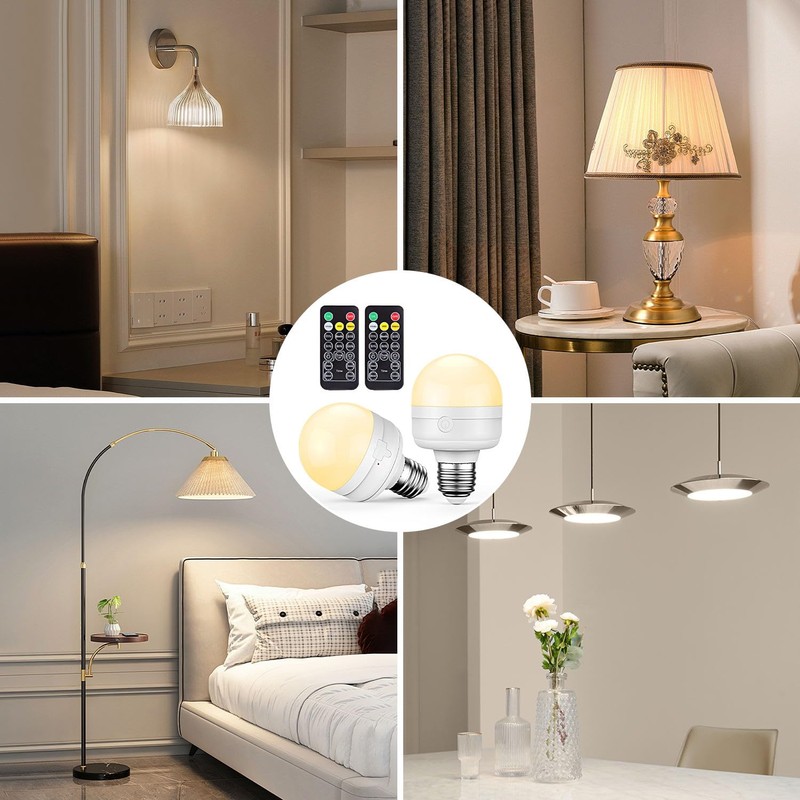 SCOPOW 2Packs E26 Rechargeable Light Bulbs with Remote Control, 5W