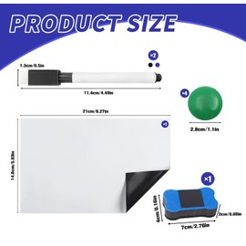 A5 Magnetic Whiteboard Film, Magnetic Board, Fridge Wipe Clean, DIY Magnetic Whiteboard, Diary Reusable with 2 Markers, 1 Eraser, 4 Magnets for Noteboard, Meeting, Planning Board