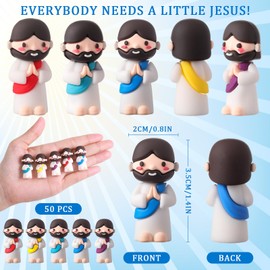 DoubleFill 50 Pcs Little Jesus Figures Religious Party Favors Mini Jesus Figurines in Bulk to Hide and Seek for First Communion Vbs Crafts Sunday School Church Cute Baptism Gift Easter(Praying Style)
