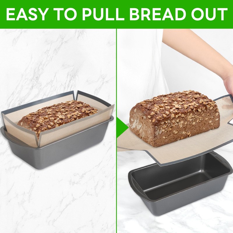 Silicone Bread Loaf Pan Liner(2-Pack) - Non-Stick and Reusable Bread