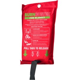BURNBUSTER Emergency Fire Blanket - ASTM Certified Fire Suppression Blanket for Home, Kitchen, Grill, Camping, Car & More - 40" x 40" Flame Retardant Fabric, No Mess, Easy Deployment