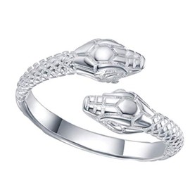 Silver Snake Ring, Adjustable Unisex, Serpent Jewellery in a Gift Bag